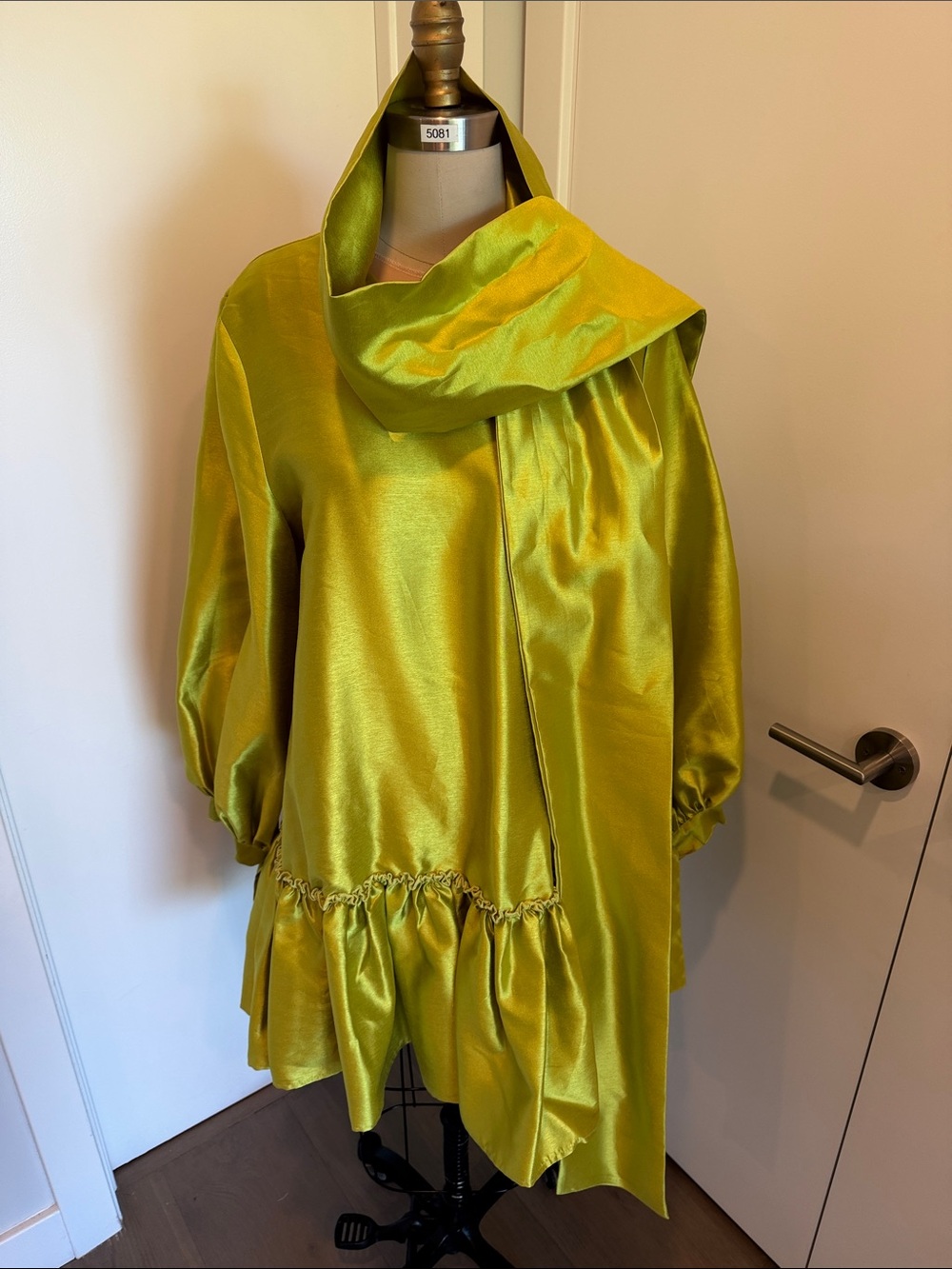 AKIRA Lime Green Large Bow Ruffle Dress